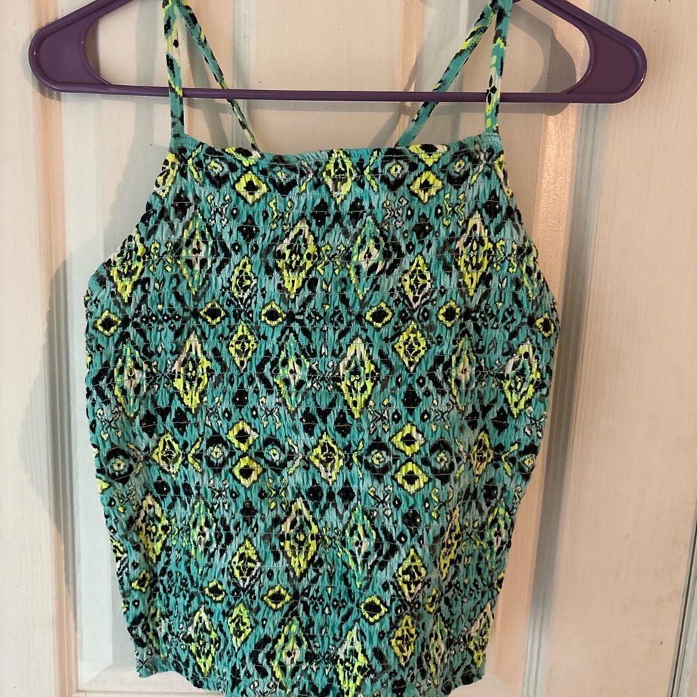 Justice Green and Yellow Patterned Camisole